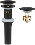 Bathroom Lavatory Vanity Vessel Sink Detachable Basket Drain, Pop Up Drain Stopper with Overflow, Black