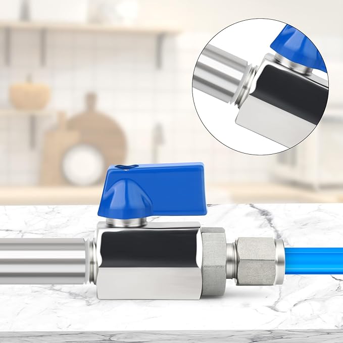 TAISHER 2PCS 304 Stainless Steel Compression Mini Ball Valve Shut Off Switch, 1/4" Tube OD x 1/4" NPT Male