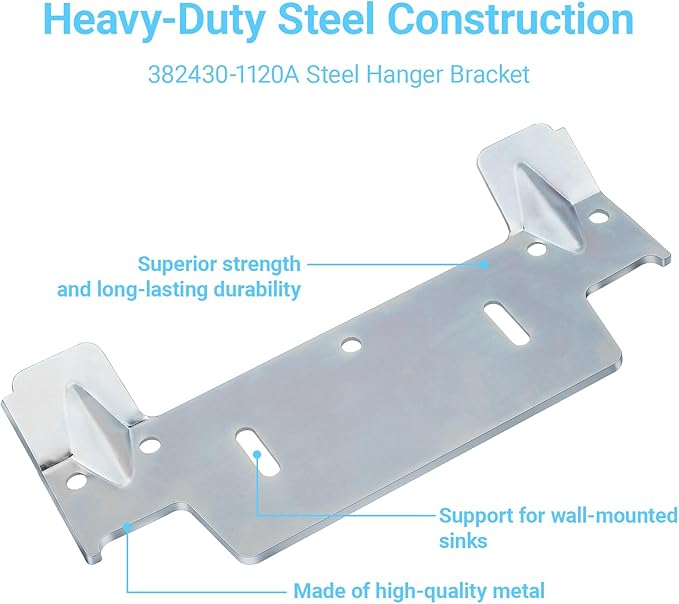 382430-1120A Steel Hanging Bracket for Wall-Mounted Sink,Heavy Duty Metal Wall Mount Sink Bracket with Multiple Holes to Catch Studs or BackerBoard