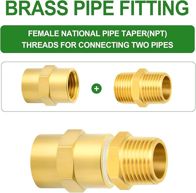 TAISHER 5PCS Brass Pipe Fitting, Coupling, 3/4-Inch Female Pipe x 3/4-Inch Female Pipe