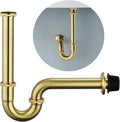 Brass P Trap Bathroom Sink : 1 1/4 Sink Trap with Adjustable Height - Brushed Gold Bottle P-Trap with Slip Joint Extension Tube - U-Shape Basin Sink Plumbing/Pipe Replacement Kit