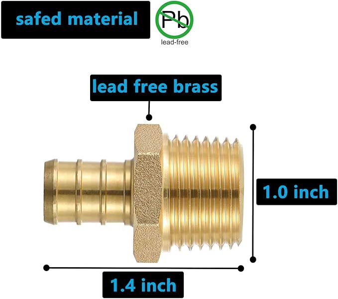 (10 Pack) Lidertik PEX Fittings 1/2 Inch Male NPT Adapter, 1/2" PEX F1807 to 1/2" NPT Male Threaded Adapter Brass