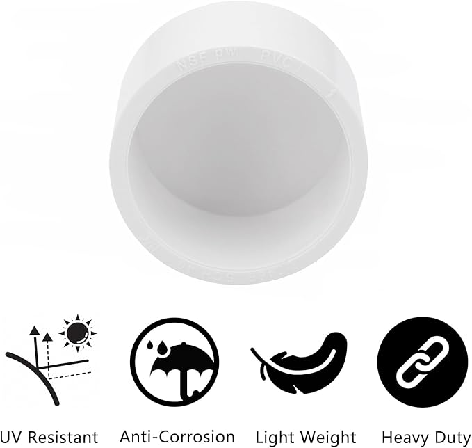 10 Pack 1-1/4"PVC Pipe End Cap Fitting Schedule 40 Furniture Grade 1-1/4" PVC Pipe Plug Adapter for Build Furniture DIY Garden Shelf, White