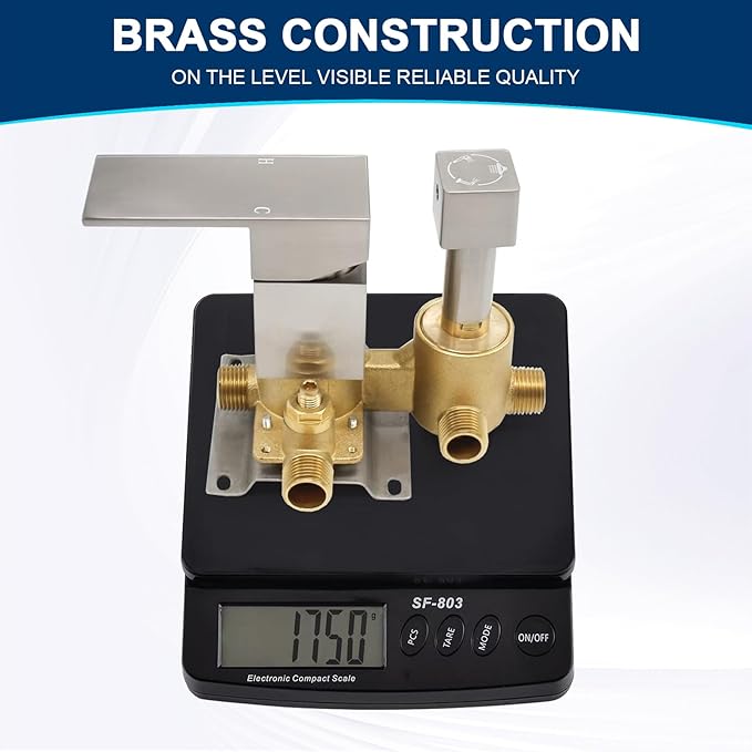 Drettyer Brushed Nickel Solid Brass 3 Way Outlet Function Shower Diverter Valve Pressure Balancing Mixer Shower Valve Kit Replacement
