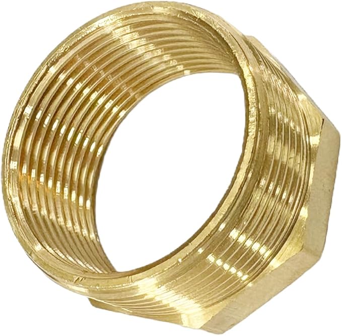 1-1/2" NPT Male x 1-1/4" NPT Female Brass Reducer Hex Bushing Threaded Pipe Fitting Reducing Adapter Pack of 1