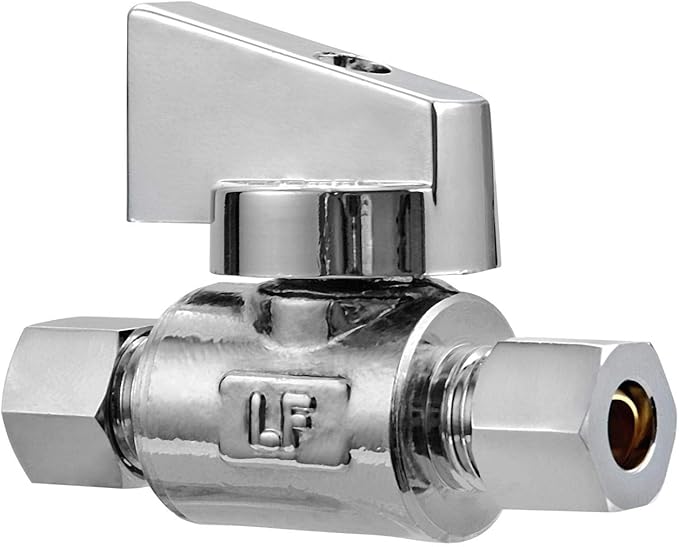 2 Pack Premium Brass 1/4" Compression x 1/4" Compression Angle Valve Quarter Turn Water Straight Angle Valve
