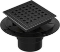 4 Inch Square Shower Floor Drain, Shower Drain Kit with Flange, Square Shower Drain, SUS 304 Stainless Steel Floor Drain,Matte Black