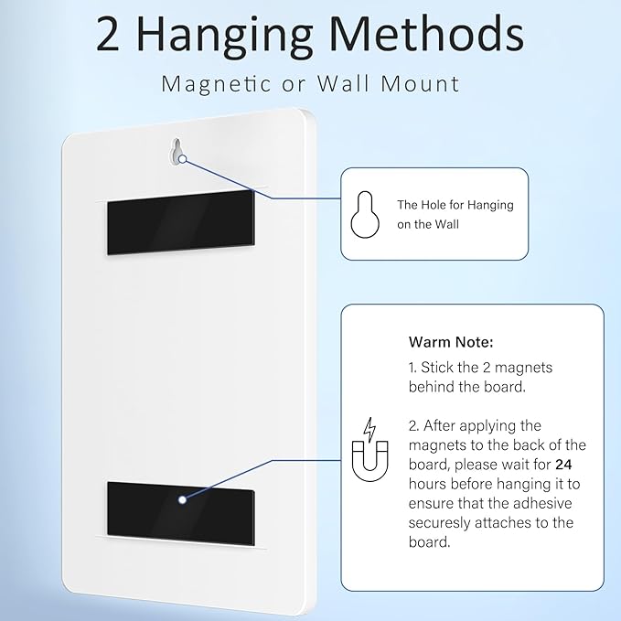 Chore Chart for Kids Dry Erase Chore Board ADHD Tools for Kids to Do List Checklist Task Board Routine Chart Planning Board for Fridge with 10 Sliders and Magnetic Marker, White and Blue, 2 Pack