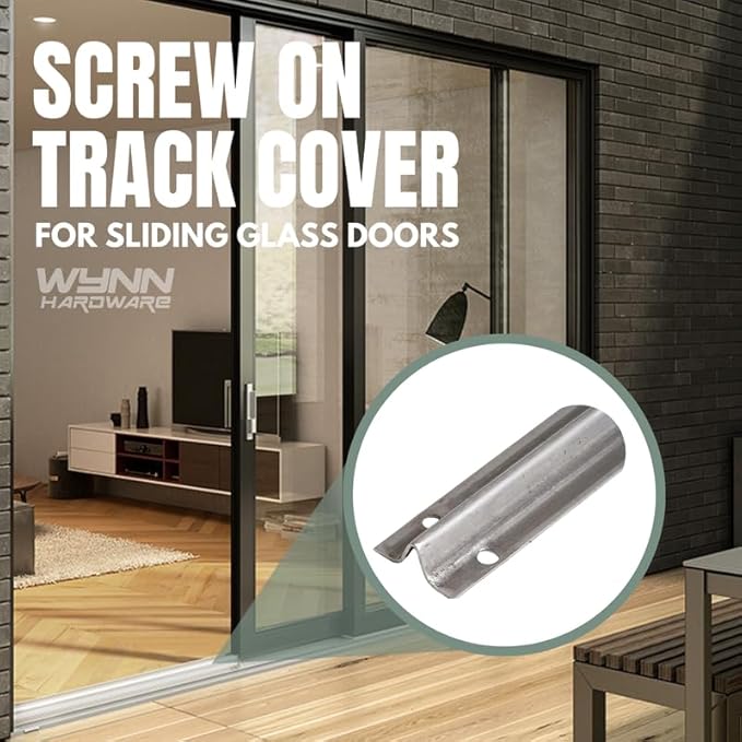Stainless Steel Screw-on Track Cover for Sliding Patio Glass Doors - Replacement Hardware for Fixing Sliding Glass Door Track (6 Feet, 2 Pack)