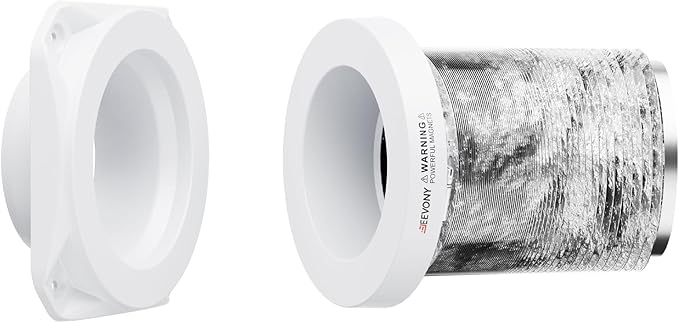 Magnetic Dryer Vent Coupling FR ABS V-0 Dryer Vent Connector Kit Airtight Seal Easy to Clean Quick Connector Including a 2.6ft 4" Duct and two Clamps, White, SDV180