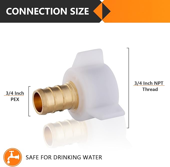 30-Pack HeSun PEX Fittings, 3/4" Pex x 3/4" Female NPT Swivel Adapter, Brass Crimp Fitting for ASTM F1807(PEX1807203-30)