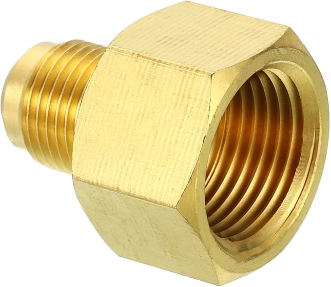 PATIKIL 5/8 SAE(7/8"-14UNF) Female Flare x 3/8 SAE(5/8"-18UNF) Male Flare Connectors, 45 Degree Brass Adapter Pipe Fitting for Air Gas Line Refrigeration HVAC