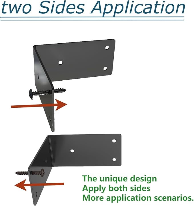 L Bracket,Raised Garden Bed Corner Brackets,Heavy Duty Corner Brace,Stainless Steel Shelf Bracket,Black Large Angle Brackets, Metal Iron Bracket for Wood Aufuga (Black_4x4x2inch, 16)