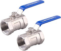 DERNORD Stainless Steel Ball Valve 1PC Type 1.25 Inch NPT Standard Port for Water, Oil, and Gas (Pack of 2)