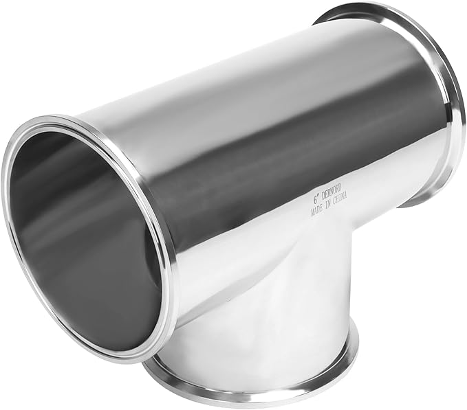 DERNORD Clamp Tee 3 Way Stainless Steel 304 Sanitary Fitting Fits 6" Ferrule Tri-clamp (Pipe OD 152mm)