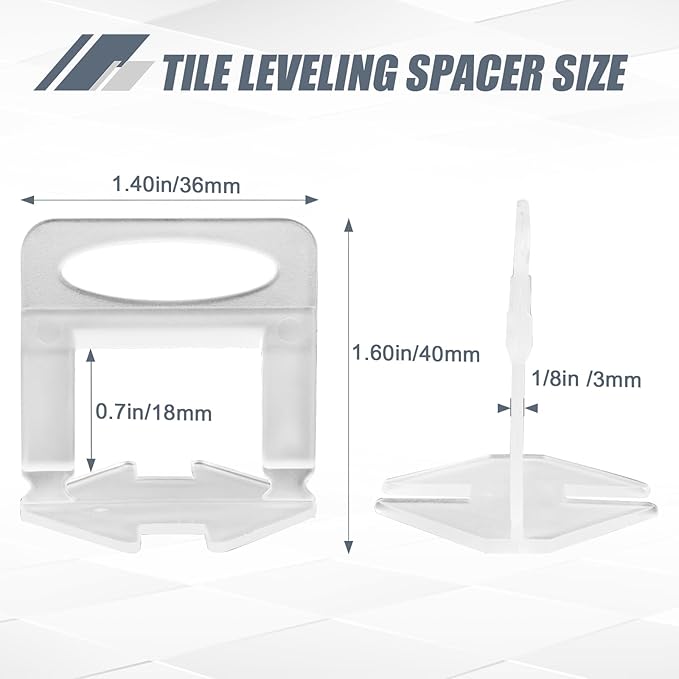 Storystore Tile Leveling Clips Tiles Leveler Spacers - 2000 Spacers Tile Leveling System 1/8 Inch Clips Lippage Free Tile and Stone Installation for PRO and DIY