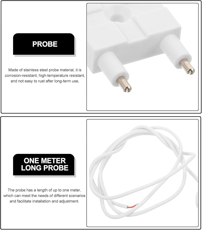 Water Leak Sensor Probe with 1M Stainless Steel Electrode Reusable Water Detection Probe for Home Leak Alarm Parts for Kitchen Bathroom Basement