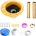 Freestanding Tub Drain Kit, Bathtub Drain Rough-in Kit with PVC Adapter and Brass Tail Pipes, Compatible with Freestanding Bathtub Drain, Floor Mounted Bathtub and Copper Bathtub, Yellow