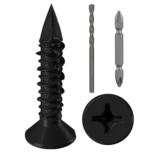 WenSilon(30 PCS) 1/4" x1-1/4 Black Concrete Screw Anchor Black Flat Head for Anchoring to Masonry, Block or Brick Stucco