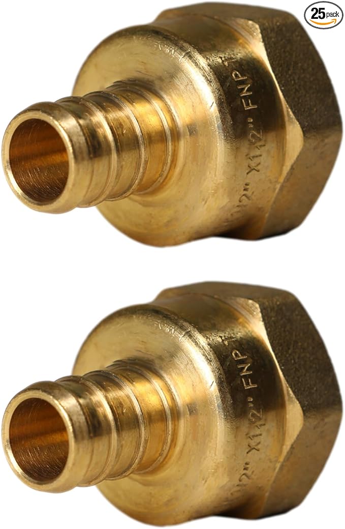 XFITTING 1/2 inch Pex x 1/2 inch Female NPT Adapter, 23-4-1=25X, 25 Pieces