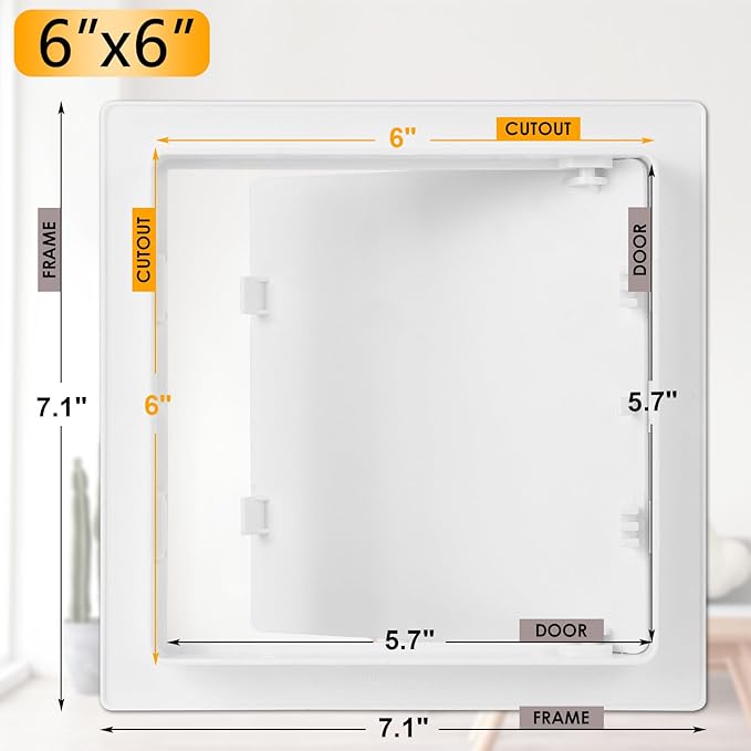 Suteck Plumbing Access Panel for Drywall Ceiling 6 x 6 Inch Reinforced Plastic Wall Access Doors Removable Hinged Panel