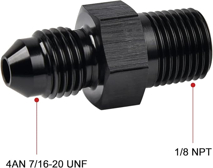 EVIL ENERGY 4AN Male Flare to 1/8" NPT Pipe Fitting Adapter Aluminum Straight Black 2PCS