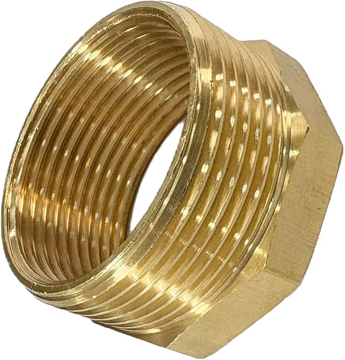 1-1/2" NPT Male x 1-1/4" NPT Female Brass Reducer Hex Bushing Threaded Pipe Fitting Reducing Adapter Pack of 1