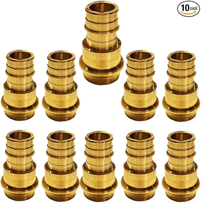 3/4 inch PEX Expansion Press Fitting 3/4-inch Crimp Coupling Brass Adapter For Copper and Pex Pipe Fittings Connection 3/4" (Pack of 10)