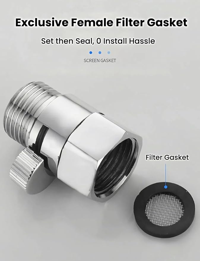 Premium Brass Shower Head Shut off Valve FOGZUVR - G 1/2" Shower Flow Restrictor Leak-Proof & Durable Construction with On/Off Switch for Handheld Shower Head,RV/Wall Mount Shower,Bidet Sprayer