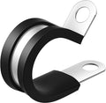 30PCS 3/16 Inch 304 Stainless Steel Rubber Coated Cable Clamps - Insulated Metal Pipe Clamp for Wire Cord Installation - Automotive and Marine Grade R-Clamps