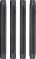 PIPE DECOR 1" x 12" Black Steel Plumbing Pipe, 4-Pack, Pre Cut Connector, Industrial Steel Grey Fits Standard One Inch Threaded Black Malleable Iron Fittings, Build Vintage DIY Furniture