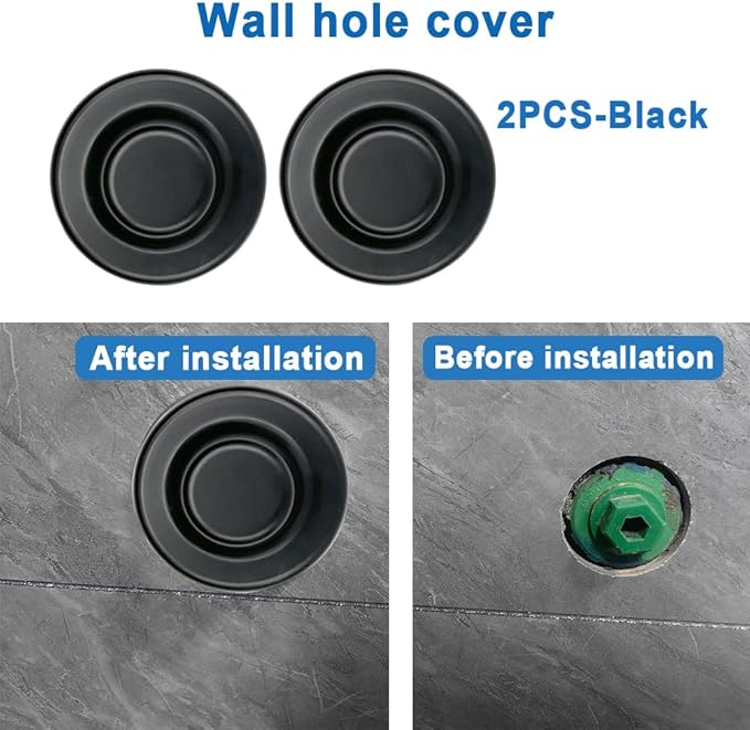 2Pcs 3"Pipe Wall Hole Covers,Water Pipe Cover Escutcheon Caps Plumbing Caps,Self-Adhesive Plugs Round Shower Pipe Caps for Concealing Wall Bathroom Faucet Toilet Air Conditioner Holes Decoration,Black