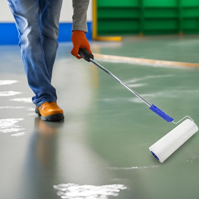 9 Inch Latex Floor Self Leveling Screed Spiked Roller for Epoxy Floor, Screed Compound Roller Bubble Remove Tool (2 Roller + 2 Frame)