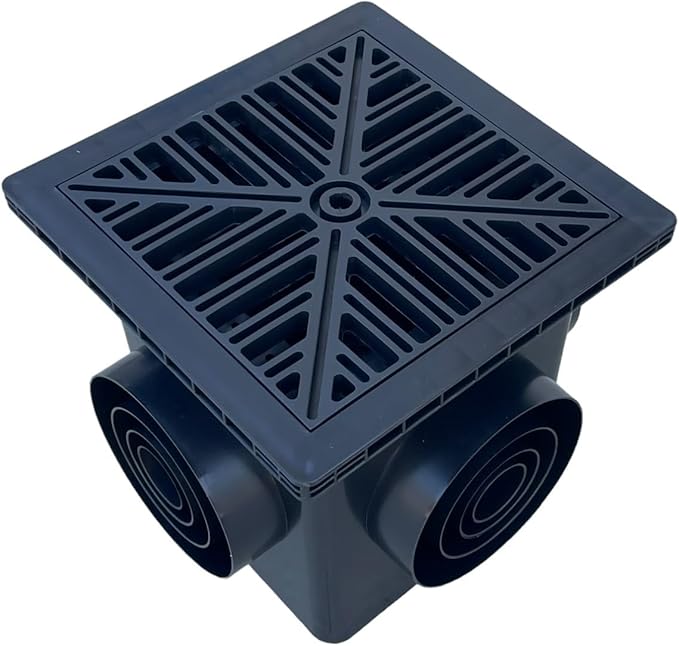 Sandbaggy 12" x 12" Stormwater Catch Basin - 4 Outlets - UV Treated with Debris Basket - Residential, Yard, Lawn, French Drains (12" x 12", 15, Count)
