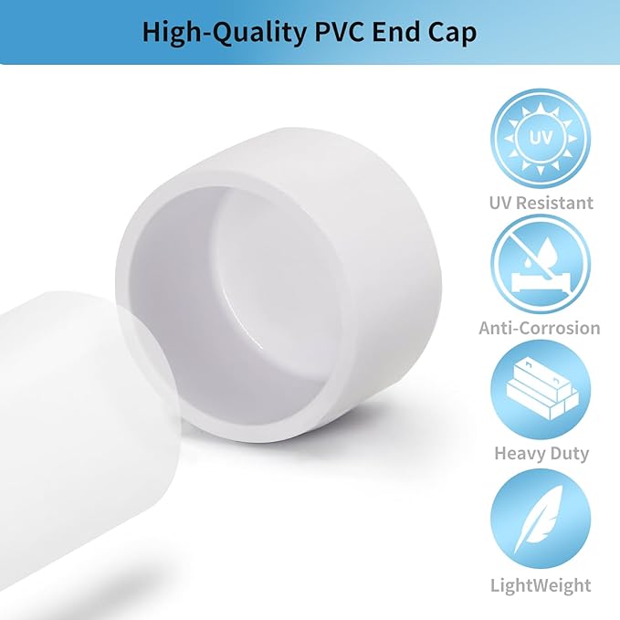 LESSO 4PCS 1-1/2" PVC End Cap, Pipe Fitting Furniture Grade, 1-1/2" PVC Pipe Plug Adapter for Build Furniture DIY Garden Shelf, SCH40 White