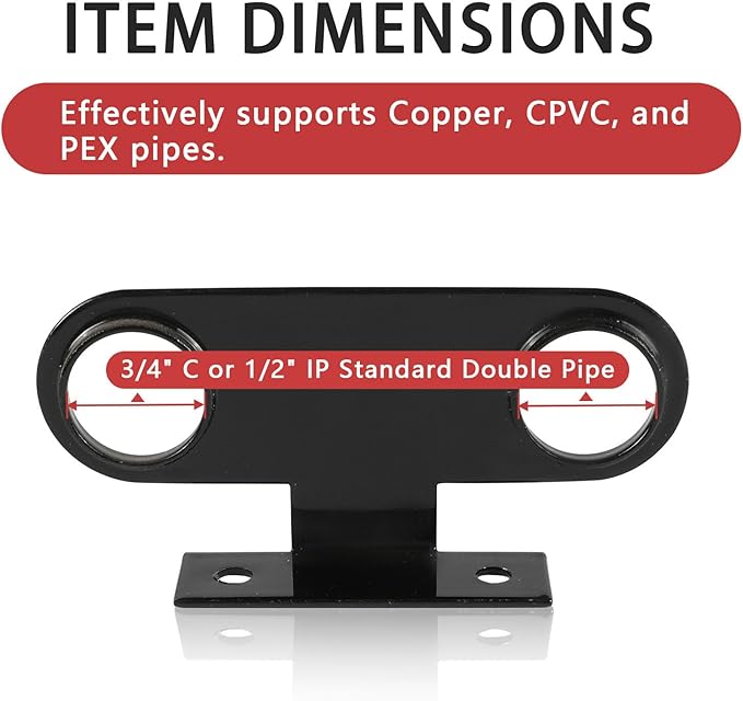 (Pack of 20) EFIELD Double Pipe Stay Hanger for 1/2 Inch IP Standard Pipe or 3/4 Inch Copper, CPVC & PEX Pipes - Universal Pipe Support Bracket,(ACC023-20PCS)