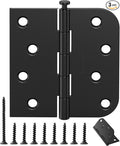 3 Pack Matte Black Door Hinges 4 Inch, Heavy Duty Exterior Hinges with Square & 5/8" Radius Corners, Quiet Removable Pin Design for Front & Back Residential Doors