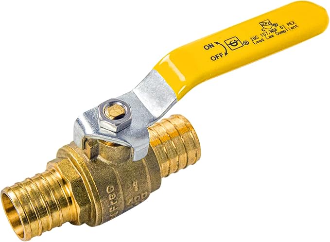 AB (5 Pack) 1 Inch X 1 Inch PEX Ball Valve, Full Port Water Stop Shut Off, Water Shut Off Valve with 10 Pcs Stainless Steel Cinch Crimp Rings, UPC Certified