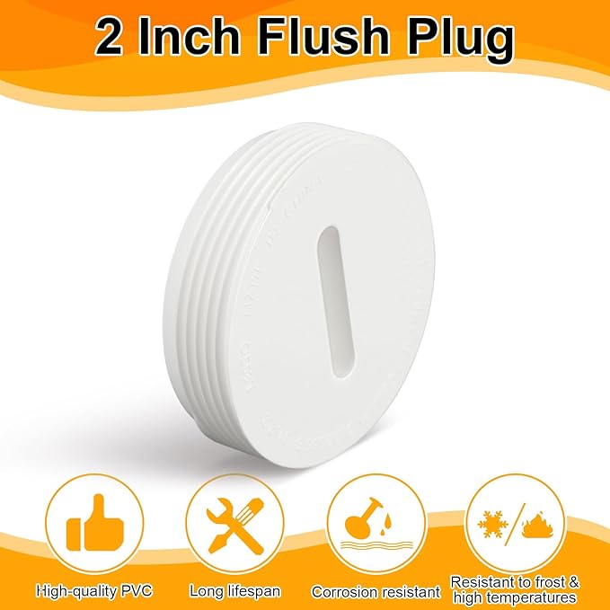 4 Pcs 2 Inch PVC DWV Pipe Fitting Flush Cleanout Plug Compatible with P110 Series NPT Male Threaded Connector PVC Plumbing Adapter for Plumbing Water Line Drainage Piping Waste Vent System