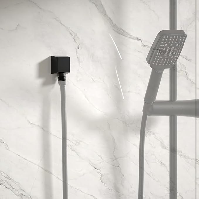 100% Brass Wall Mounted Supply Elbow, Wall Elbow for Hand Shower, Solid Brass Wall Supply Elbow, Check Valve Included (Matte Black)