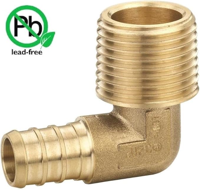 1/2 x 3/4 Inch PEX Male Threaded NPT Elbow 90 Connector Fitting Crimp Brass for PEX Pipe Tubing, No Lead 25