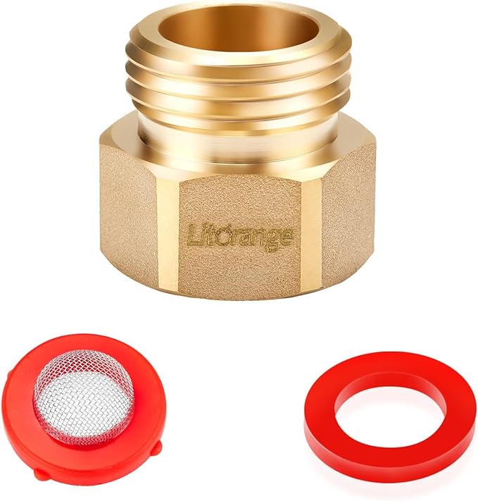 1 Pack Lead-Free Hose Bib Adapter, 1-1/16" Fine Thread Female x 3/4 GHT Male Backflow Preventer Adapter with Washers for U.S. Standard Arrowhead Hose Bibs & Vacuum Breaker Faucet Fitting