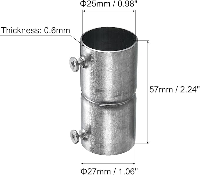 uxcell EMT Coupling, 25mm(1 inch) EMT Set Screw Coupling Conduit Fittings 57mm Length Electrical Conduit Pipe Connector 0.7mm Wall Thick, 10 Pack