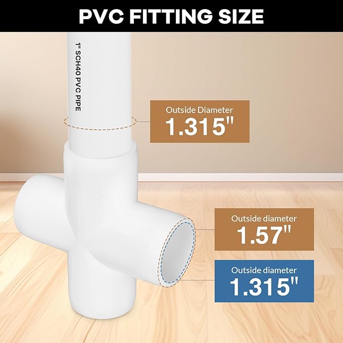 12 Pack 1" Cross PVC Fitting Connector, 4-Way Cross Furniture Grade Elbow Fittings for DIY PVC Shelf Building Furniture Garden Greenhouse Connection Tent