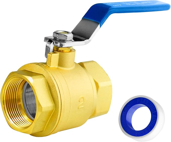 WiseWater 2" NPT Full Port Brass Ball Valve, with 1/4 Turn Blue Handle, 600 WOG, Plumbing Fitting, UPC Certified, 1 Pc