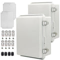 2Pcs Outdoor Waterproof Electrical Junction Box Weatherproof IP67 ABS Plastic Enclosure Switch Router Project Box Electronics DIY Enclosure With Mounting Plate Wall Bracket Grey 8.6x6.7x4.3in