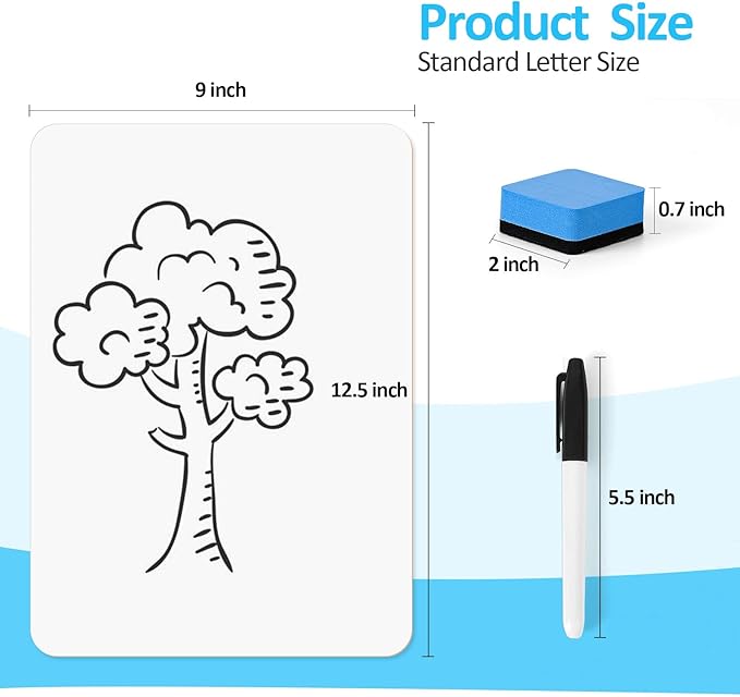 Dry Erase LapBoards, PANDRI 16 Pack Double Sided 12.5 x 9 Inch Whiteboards with 16 Erasers and 16 Markers, Dry Erase Boards for Students Classroom Teacher Supplies
