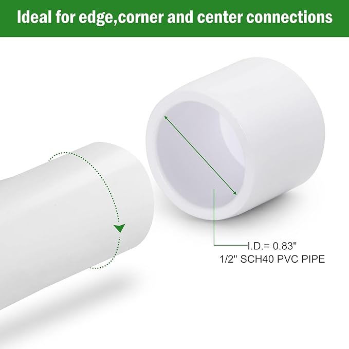 SCH40 PVC Cap 1/2 Inch - Fit Standard 1/2" SCH40 PVC Pipes (OD Approx. 0.84"), Zernmiarder Furniture Grade Pipe Caps, White Pipe Cover Fittings for Plumbing, DIY, Garden & Furniture - 4 Pcs