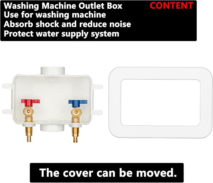 (1 Pack) Lidertik Washing Machine Outlet Box PEX-B with Center Drain, Inlet 1/2 inch PEX-B Crimp Barb F1807 x Outlet 3/4 inch NH Thread LI-XYJH-520-LK