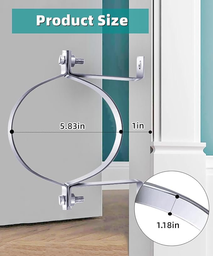 2 Pcs 6 Inch B-Vent Wall Strap,Fits for Adjustable Round Gas Vent Pipe Strap,Galvanized Rigid Split Ring Hanger (6 Inch)